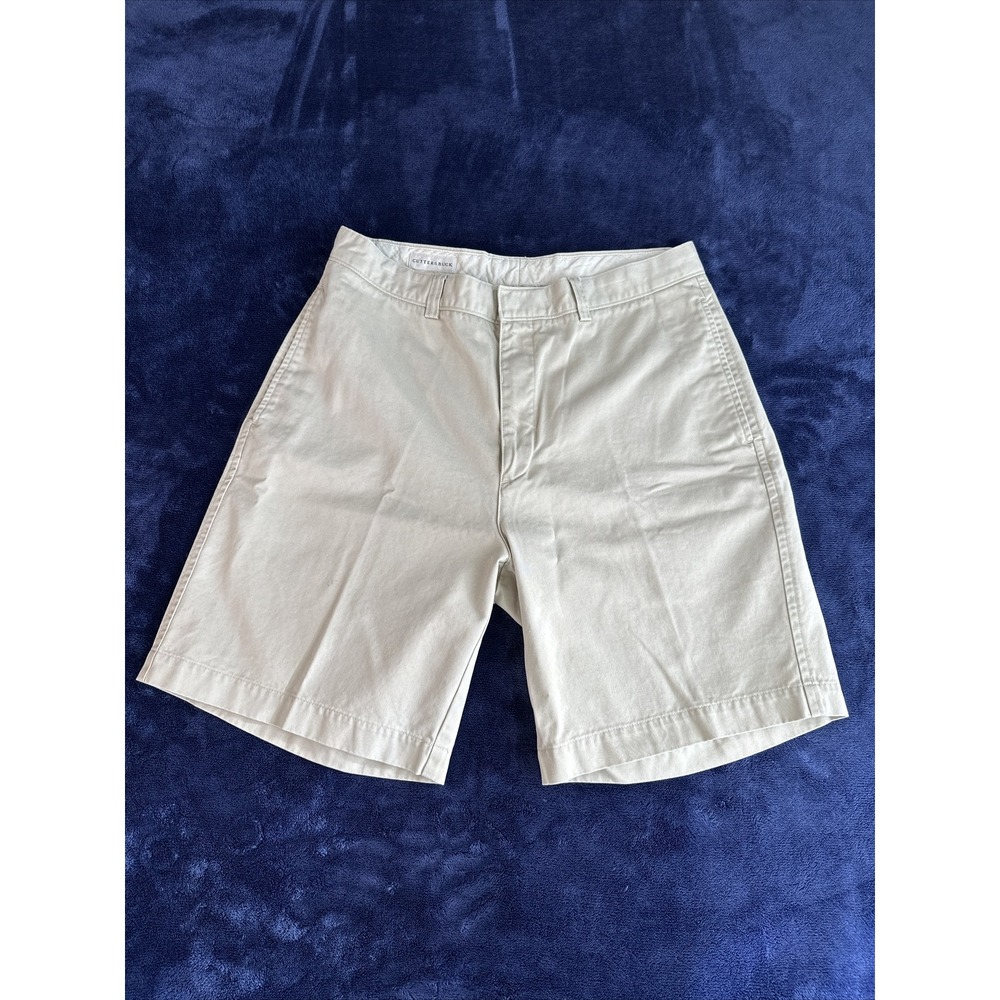 Mens Cutter & Buck Flat Front‎ Khaki Shorts Size 34 Inseam 9"